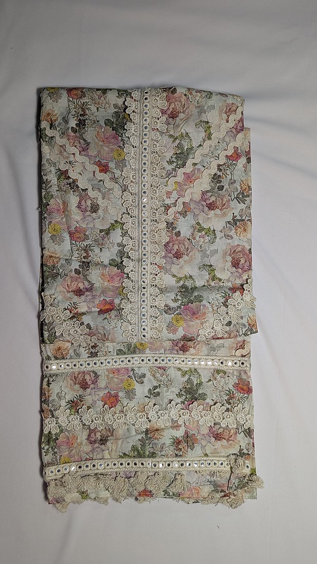 Floral Cotton Suit, Mint Dupatta Boutique Unstitched Suit – photo 2