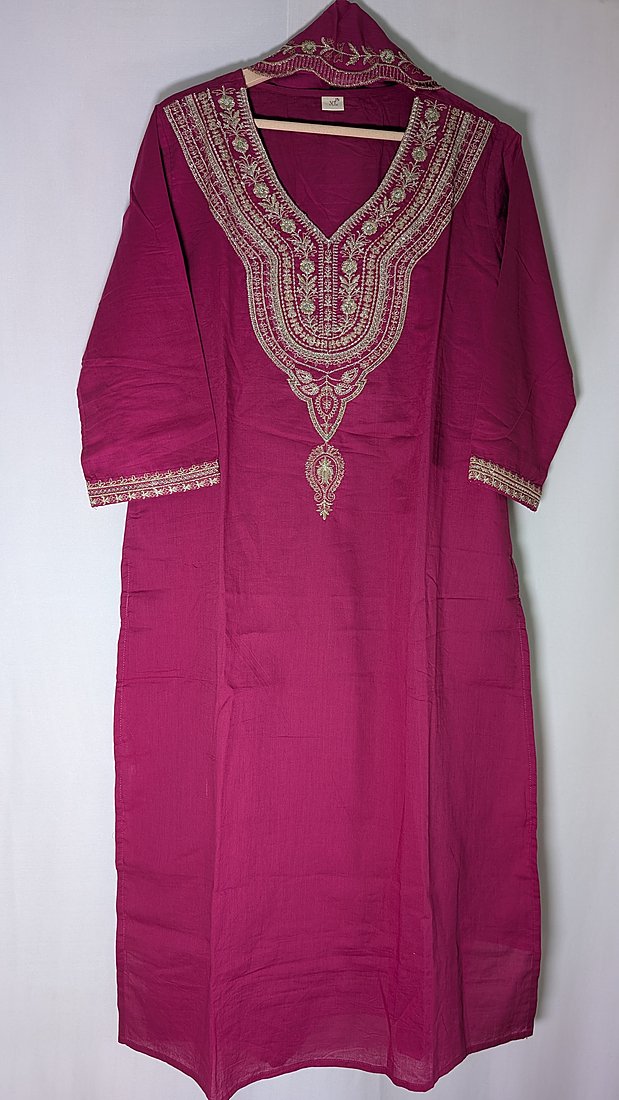 Magenta Cotton Stitched Office Wear Suits – photo 2