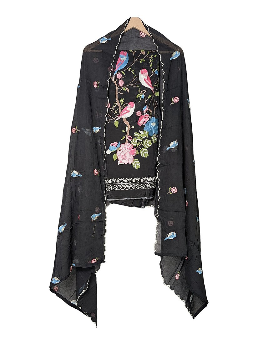 Muslin Coton Bird Embroidered Unstitched Suit – photo 2
