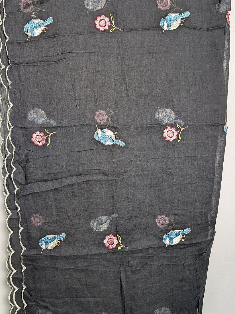 Muslin Coton Bird Embroidered Unstitched Suit – photo 4