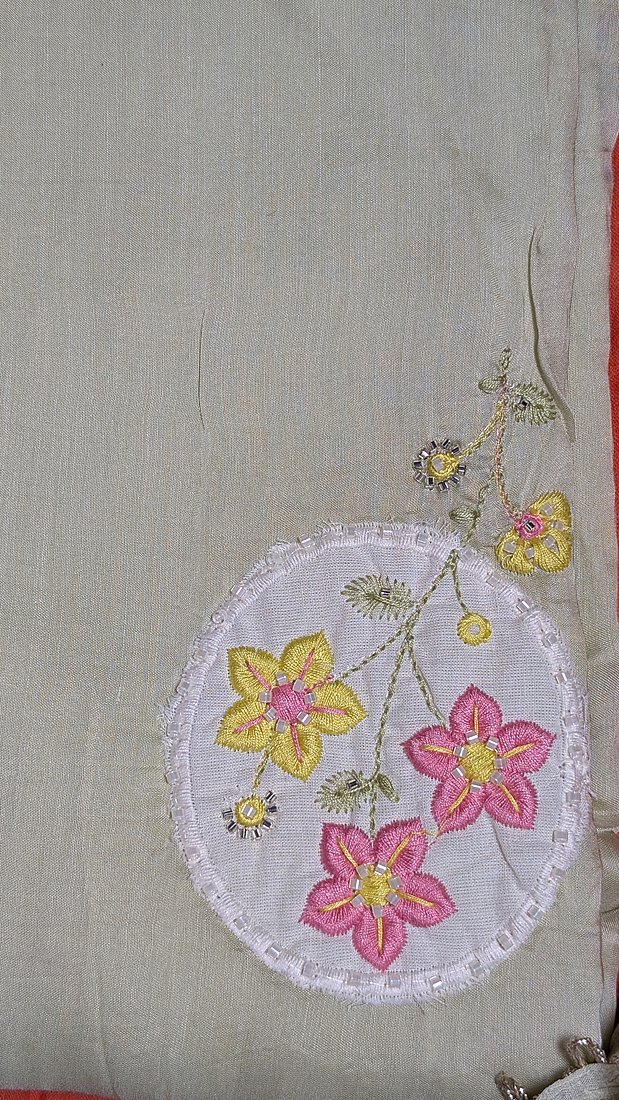 Muslin Coton Patch Work Lace Unstitched Suit – photo 3