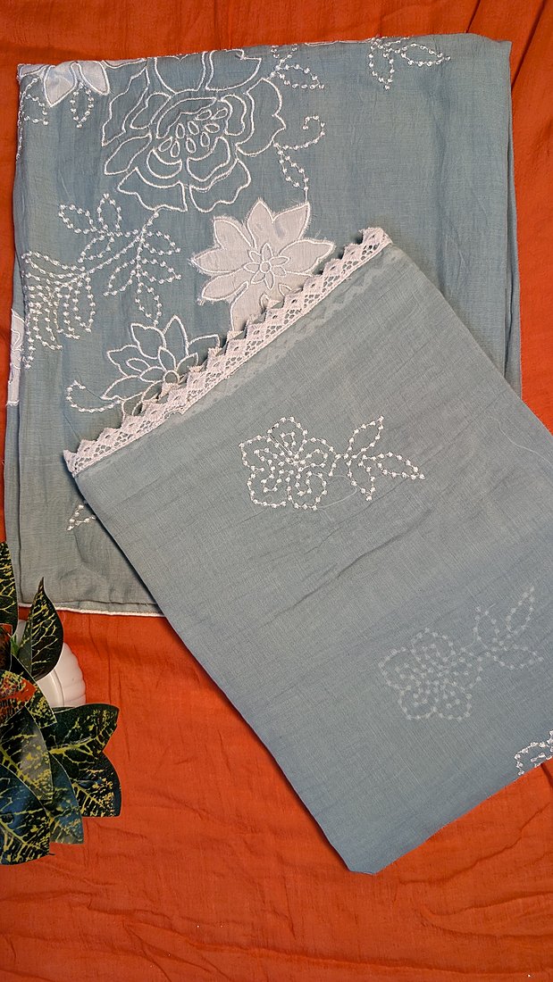 Pure Mall Cotton Applique Work Unstitched Suit – photo 5