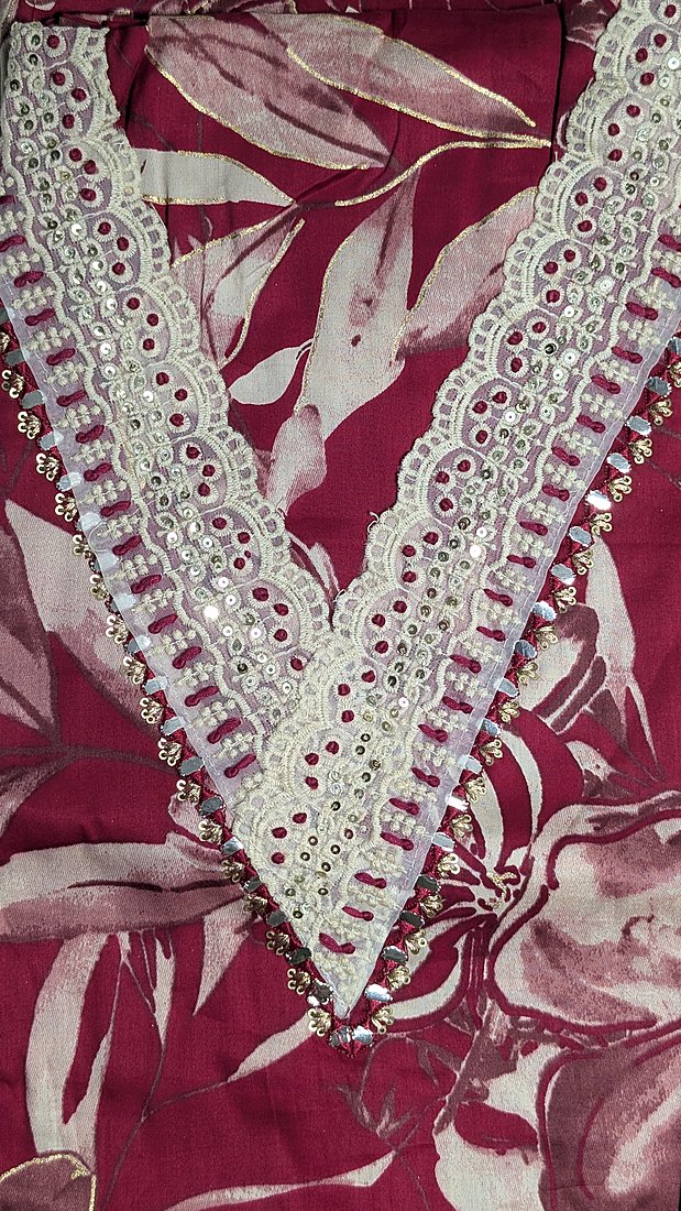 Jam Cotton Rani Pink with Chikankari Bottom Unstitched Suit – photo 2