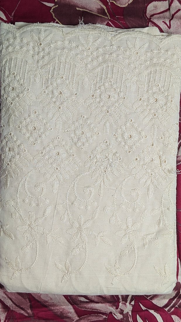 Jam Cotton Rani Pink with Chikankari Bottom Unstitched Suit – photo 5