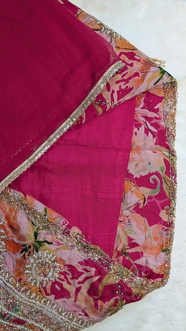 Organza Kurta Bottom Cotton Dupatta Pure Chiffon Heavy Work Unstitched Suit – photo 4