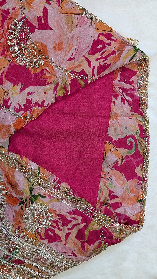 Organza Kurta Bottom Cotton Dupatta Pure Chiffon Heavy Work Unstitched Suit – photo 3