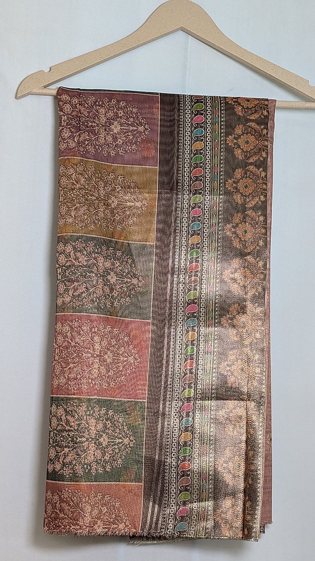 Dusty Pink Gold Silk Top Dupatta Unstitched Set – photo 2