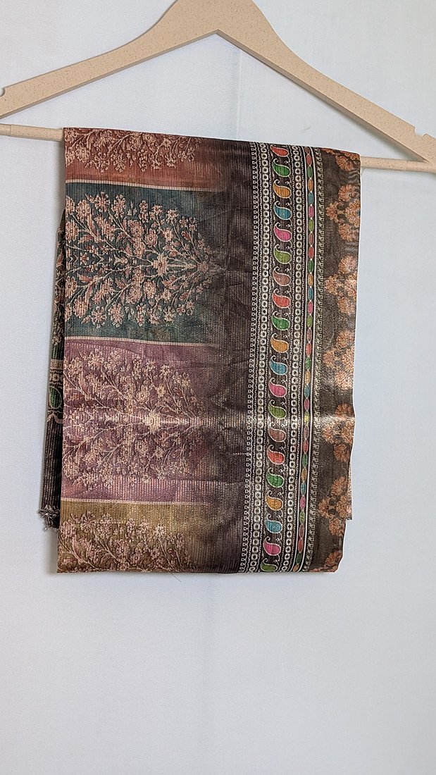 Dusty Pink Gold Silk Top Dupatta Unstitched Set – photo 4