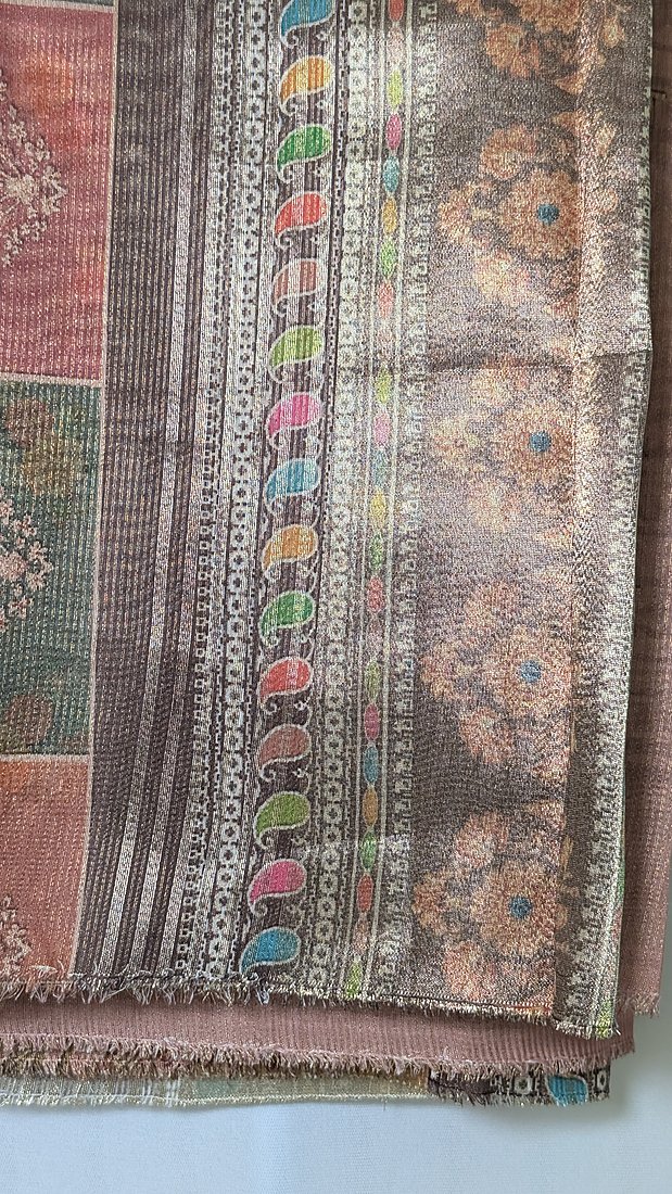 Dusty Pink Gold Silk Top Dupatta Unstitched Set – photo 5